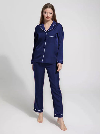 NAVY BLUE SILK NIGHT WEAR