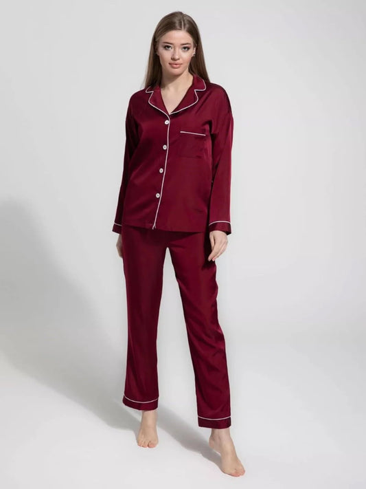 MEHROON SILK NIGHT WEAR