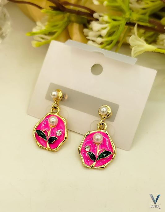 😍Trendy Pink Flower Drop Earrings😍
