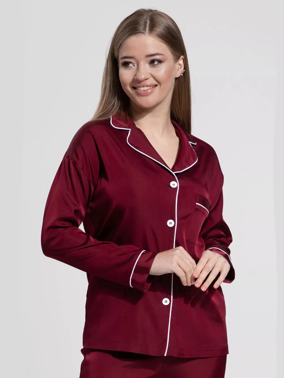 MEHROON SILK NIGHT WEAR